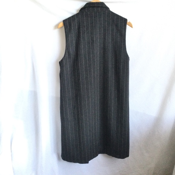 Rui Unique Medium Gray Long Vest Artsy Cool Pockets Pinstripe - Picture 6 of 15
